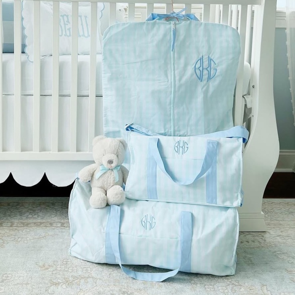 ❤️ TBBC garment bag sea island seafoam check